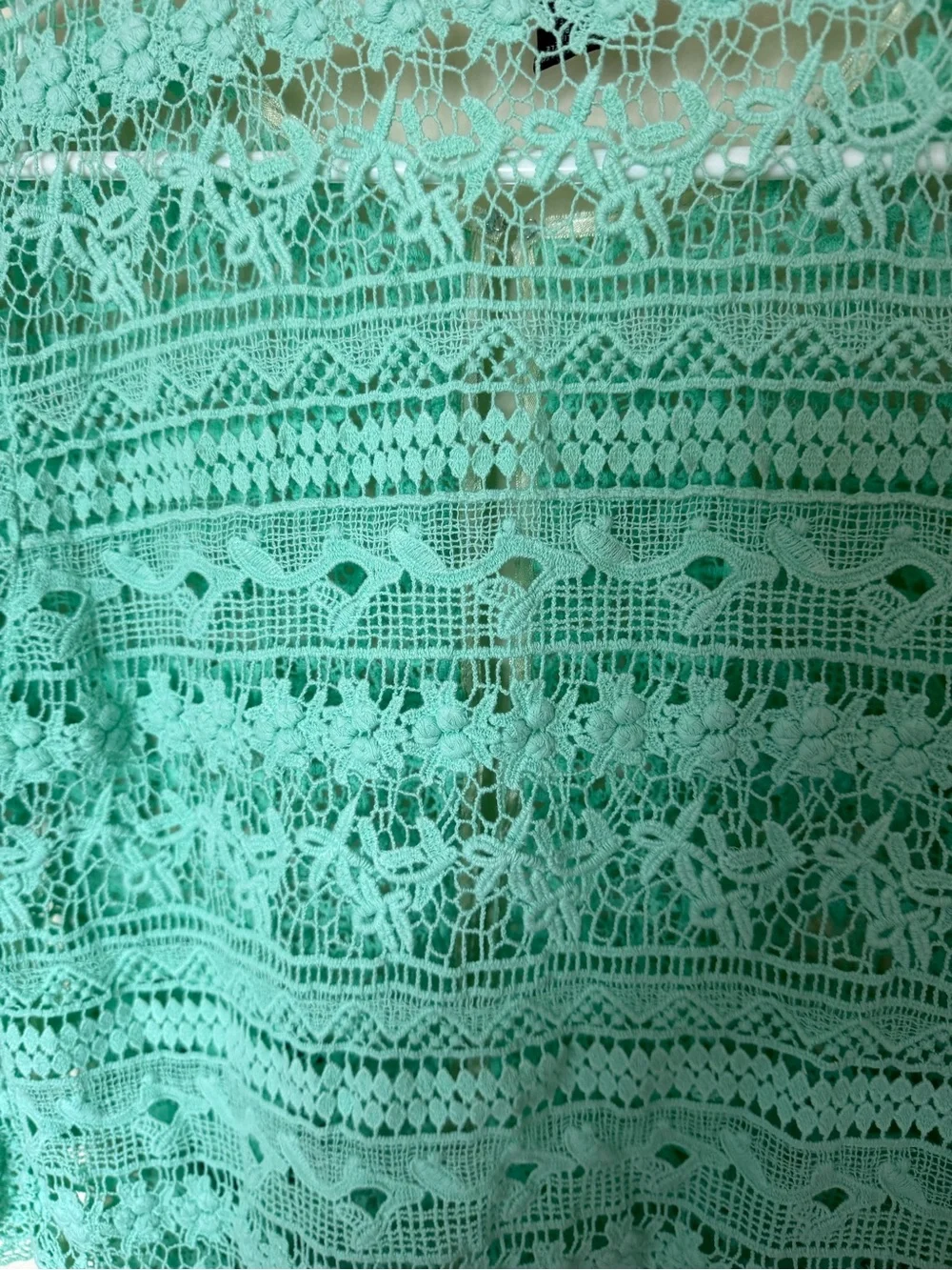 Vintage Style Alfani Mint Crochet Lace Open-Front Cardigan
